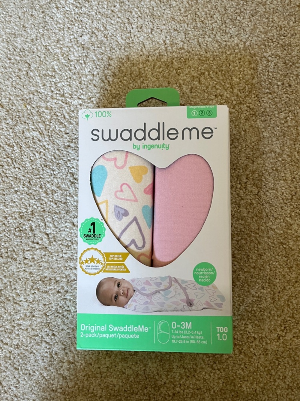 SwaddleMe by Ingenuity, 2-pack, NWT, 0-3M, TOG 1.0